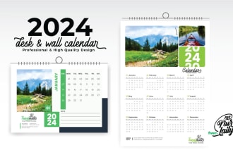 design professional wall and desk calendar 2024