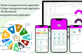 give educational management web application with app