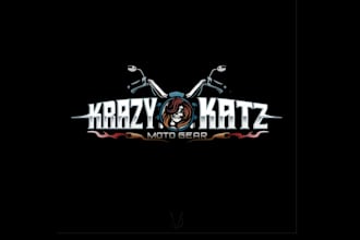 craze katz moto gear logo design
