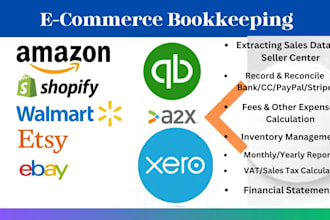do ecommerce bookkeeping in quickbooks , xero, wave, amazon