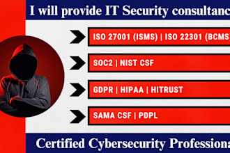 provide iso 27001, iso 22301, hitrust, nist csf, and soc2 consultancy