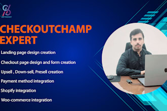 design checkout champ landing, integrate shopify,woocommerce