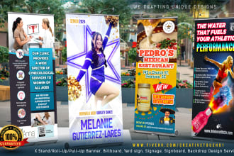 do outstanding roll up banner, sign design in 24 hours