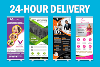 design roll up banner, retractable banner, pull up banner, or roller banner