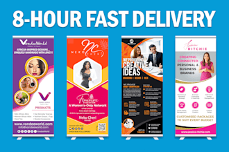 design roll up banner, retractable banner, pull up banner, or roller banner