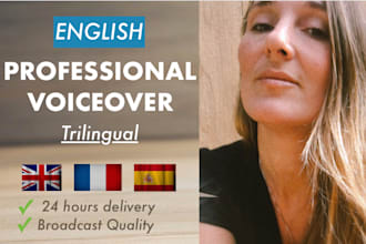 be your female english voice over with slight french accent