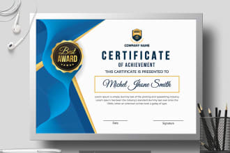 do professional certificate design, diploma certificate, award certificate