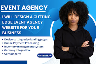 build a wordpress event agency website, design stunning landing page and logo