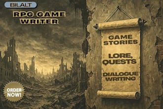 write game story, game dialogues, characters, and lore