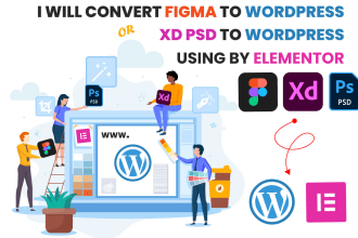convert figma to wordpress or xd PSD to wordpress using elementor