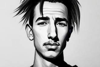 draw a realistic digital pencil portrait from your photos