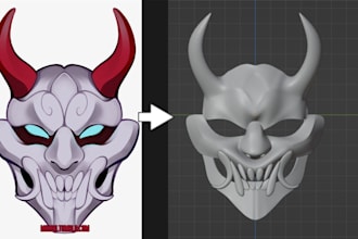 make a 3d model of the mask according to your sketch