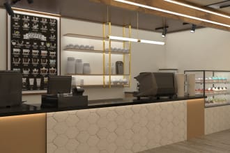 visualize café, coffee shop or restaurant interior design