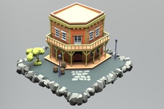 create low poly style 3d models for games, web, or animation