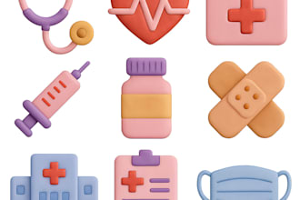 convert 2d icons to professional 3d icons with clay style