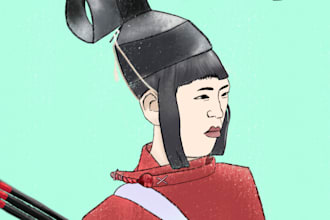 illustrations nihonga manga style