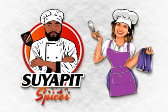 create a cartoon logo restaurant or fast food business