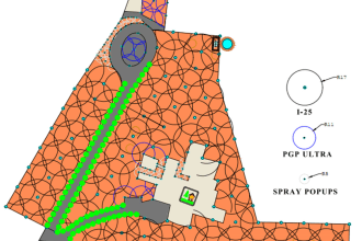 design an irrigation system of drip, popups, sprinklers and raingun
