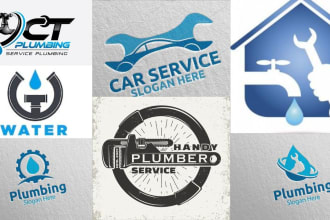 design plumbing heating hvac plumbing and construction logo