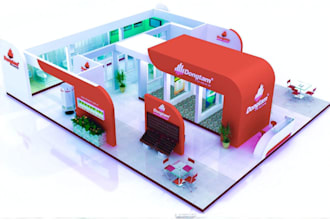 design a 3d trade show booth, stall, kiosk or expo stand