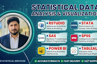 perform statistical data analysis in spss, rstudio, SAS, stata, power bi,tableau
