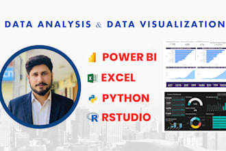 do data analysis and data visualization with rstudio, excel, python and power bi