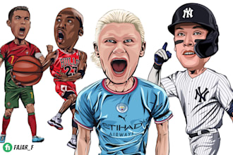 create a big head sports cartoon caricature illustration