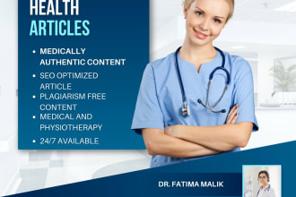 write medical, physiotherapy, health and fitness articles, blog