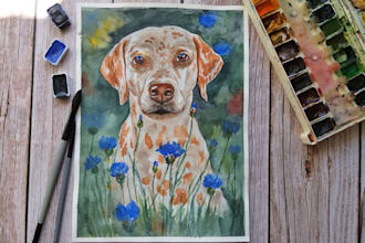 paint a pet portrait or animal in watercolor