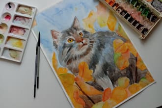 paint a watercolor portrait of your pet or animal