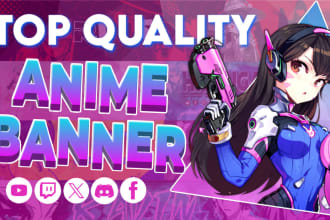 design a custom youtube anime banner and twitter header in 24 hours