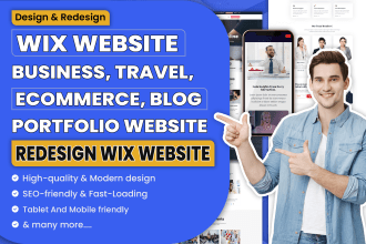 design wix website redesign, business, portfolio, travel, ecommerce,blog website