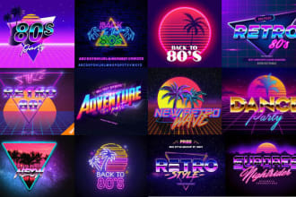 design a custom retro vintage, 80s, 90s, synthwave logo for you