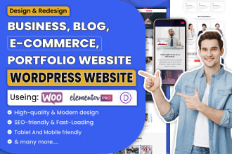 design business, blog, portfolio, ecommerce wordpress website elementor pro,divi