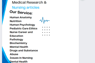 write plastic surgery , medical research, and nursing article