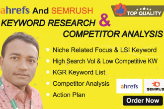 provide ahrefs, semrush keyword research and competitor analysis report