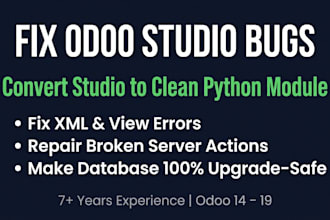 fix, refactor, and convert odoo studio customizations into clean python modules