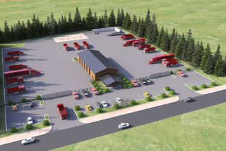 photorealistic industrial building or warehouse 3d rendering