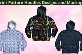 print pattern and typography hoodies sweatshirt  designs and mockup
