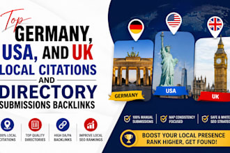do top germany, USA, and UK local citations and directory submissions backlinks