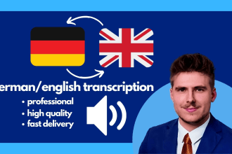transcribe from german to english or english to german