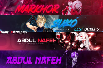 design anime banner header for youtube kick twitch discord