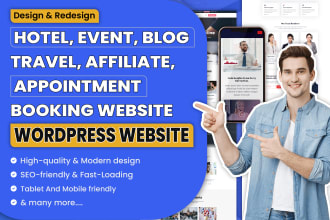 design hotel, event, travel, affiliate, appointment, booking wordpress website