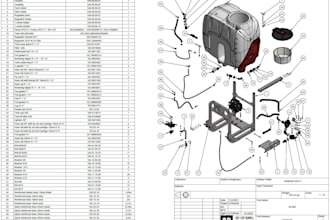 design 3d industrial product with technical drawings
