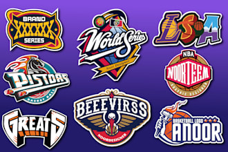 custom nba, world series, all star,  mlb, nfl, and parody logo, for your brand