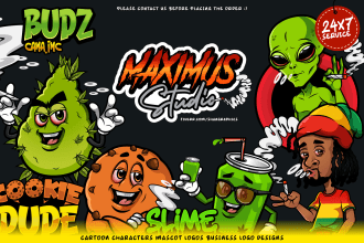 do unique cannabis weed marijuana cartoon mascot logo