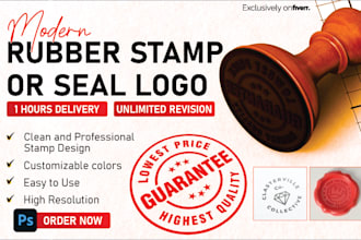 design circle or rectangle digital rubber stamp, seal logo or badge in 1 hours