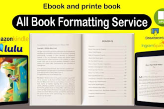 ingram spark book formatting and amazon KDP book formatting, paperback and ebook