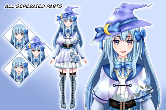 draw anime character model art for vtuber and live2d, nsfw