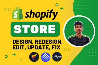 design, redesign, edit, update shopify store using pagefly, gempages, shogun
